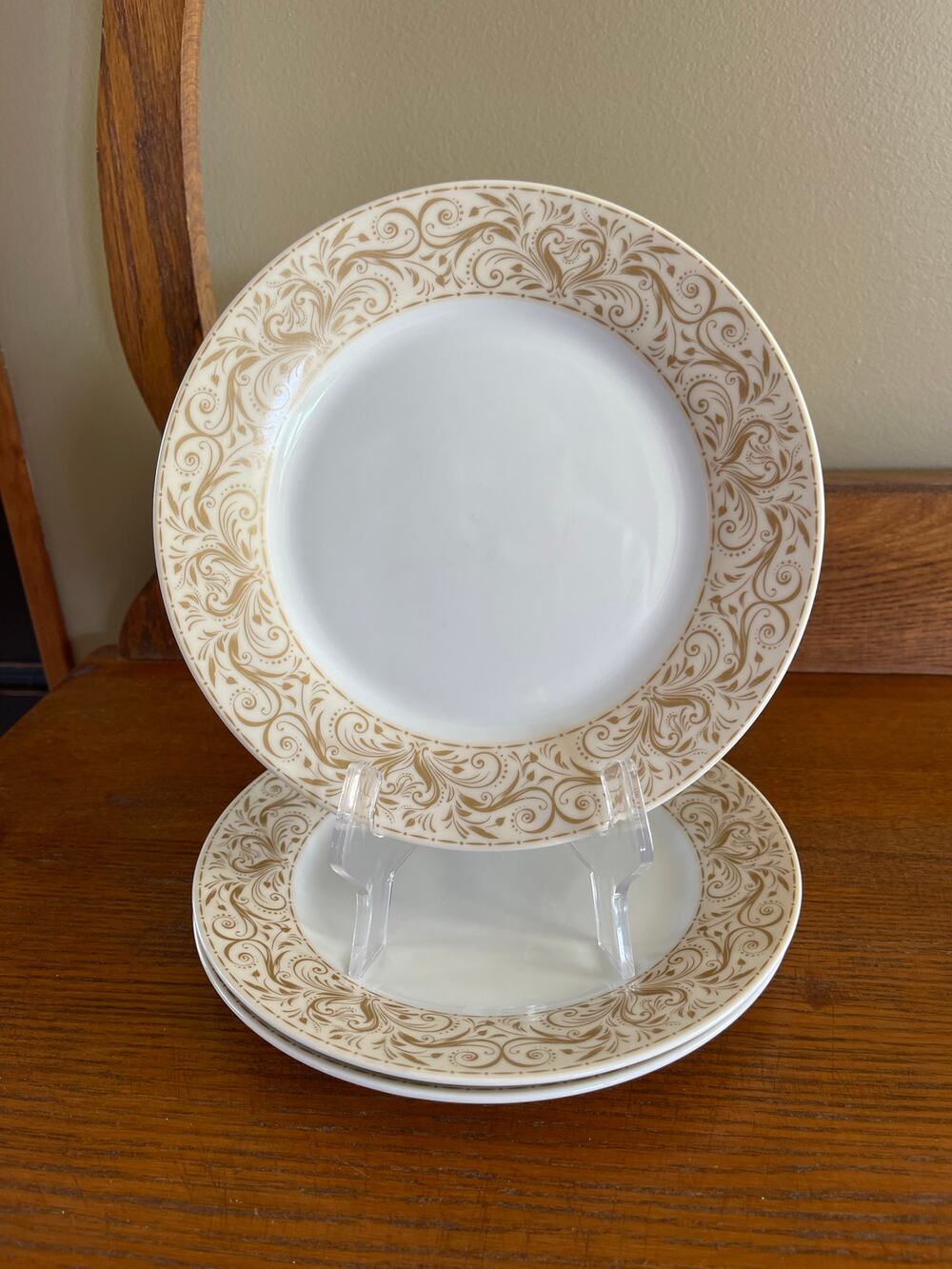 Chris Madden Montalira Gold by JCP Home JC Penney Set of 3 Salad Plates 8"